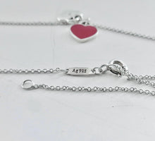 Laden Sie das Bild in den Galerie-Viewer, Authentic Return to Tiffany Heart Diamond Necklace Sterling Silver Red Enamel Double Mini Hearts Pendant Tiffany &amp; Co. Necklace
