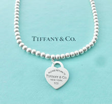 Carica l'immagine nel visualizzatore di Gallery, Authentic Return to Tiffany Heart Bead Necklace Sterling Silver Tiffany &amp; Co. Small Heart Tag 4mm Mini Ball Necklace 18 Inches
