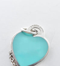 Load image into Gallery viewer, Authentic Return to Tiffany Blue Enamel Heart Tag Charm Sterling Silver Tiffany &amp; Co. Small Pendant Necklace
