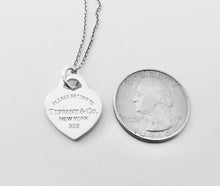 Load image into Gallery viewer, Authentic Return to Tiffany Blue Enamel Heart Tag Charm Sterling Silver Tiffany &amp; Co. Small Pendant Necklace
