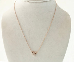 Authentic Tiffany & Co Bow Necklace Rose Gold Diamond Mini Bow Pendant Necklace (Copy)