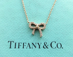 Authentic Tiffany & Co Bow Necklace Rose Gold Diamond Mini Bow Pendant Necklace (Copy)