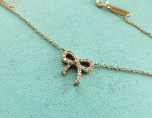 Load image into Gallery viewer, Authentic Tiffany &amp; Co Bow Necklace Rose Gold Diamond Mini Bow Pendant Necklace (Copy)
