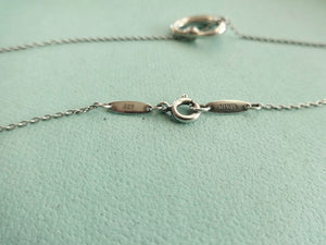 Authentic Tiffany & Co. Elsa Peretti Diamond Open Heart Necklace Sterling Silver Two Diamonds Pendant Necklace