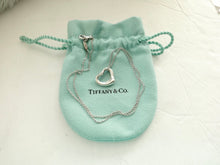 Load image into Gallery viewer, Authentic Tiffany &amp; Co. Elsa Peretti Diamond Open Heart Necklace Sterling Silver Two Diamonds Pendant Necklace
