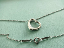 Load image into Gallery viewer, Authentic Tiffany &amp; Co. Elsa Peretti Diamond Open Heart Necklace Sterling Silver Two Diamonds Pendant Necklace
