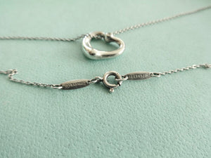 Authentic Tiffany & Co. Elsa Peretti Diamond Open Heart Necklace Sterling Silver Two Diamonds Pendant Necklace