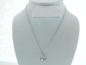 Authentic Tiffany & Co. Elsa Peretti Diamond Open Heart Necklace Sterling Silver Two Diamonds Pendant Necklace